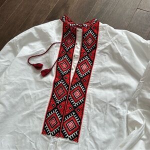 Vintage Ukrainian Folk Shirt Blouse for Man Size L